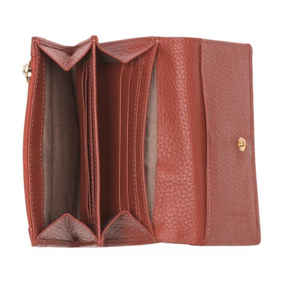 VALENTINA Made In Italy Leather Medium Tooled Flap Over Wallet - Picture 3 of 3